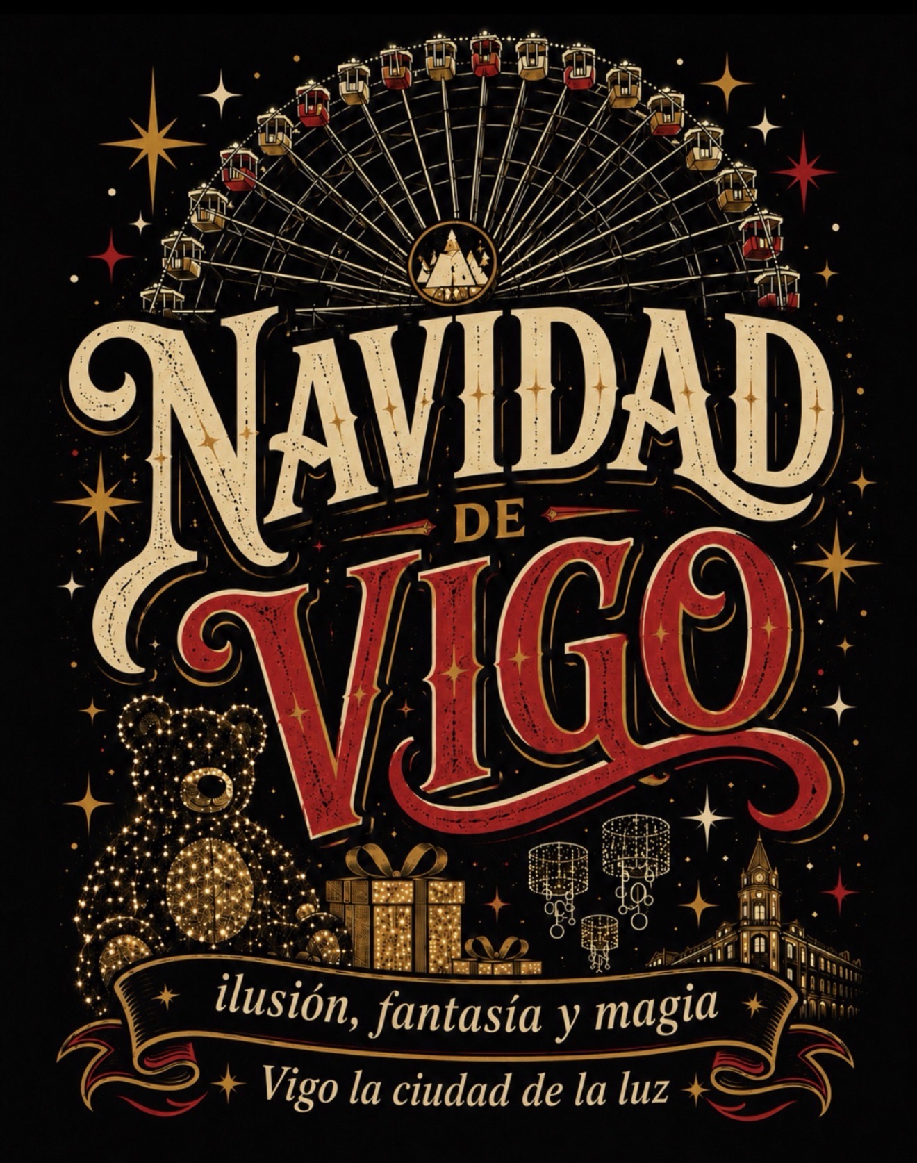 Detalle completo del estampado Navidad de Vigo
